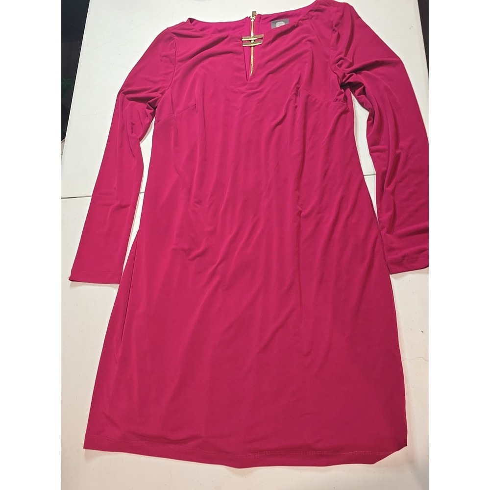 Vince Camuto‎ Fuchsia Pink Magenta Gold Accents Zippered Cocktail Dress Size 10